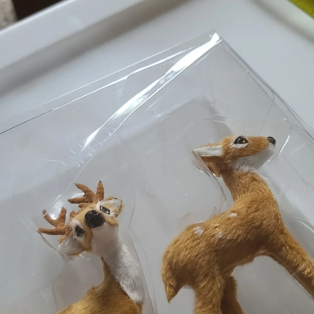 NEW Target Wondershop 3ct Faux Fur Deer Set Decorative Figurines Brown Christmas